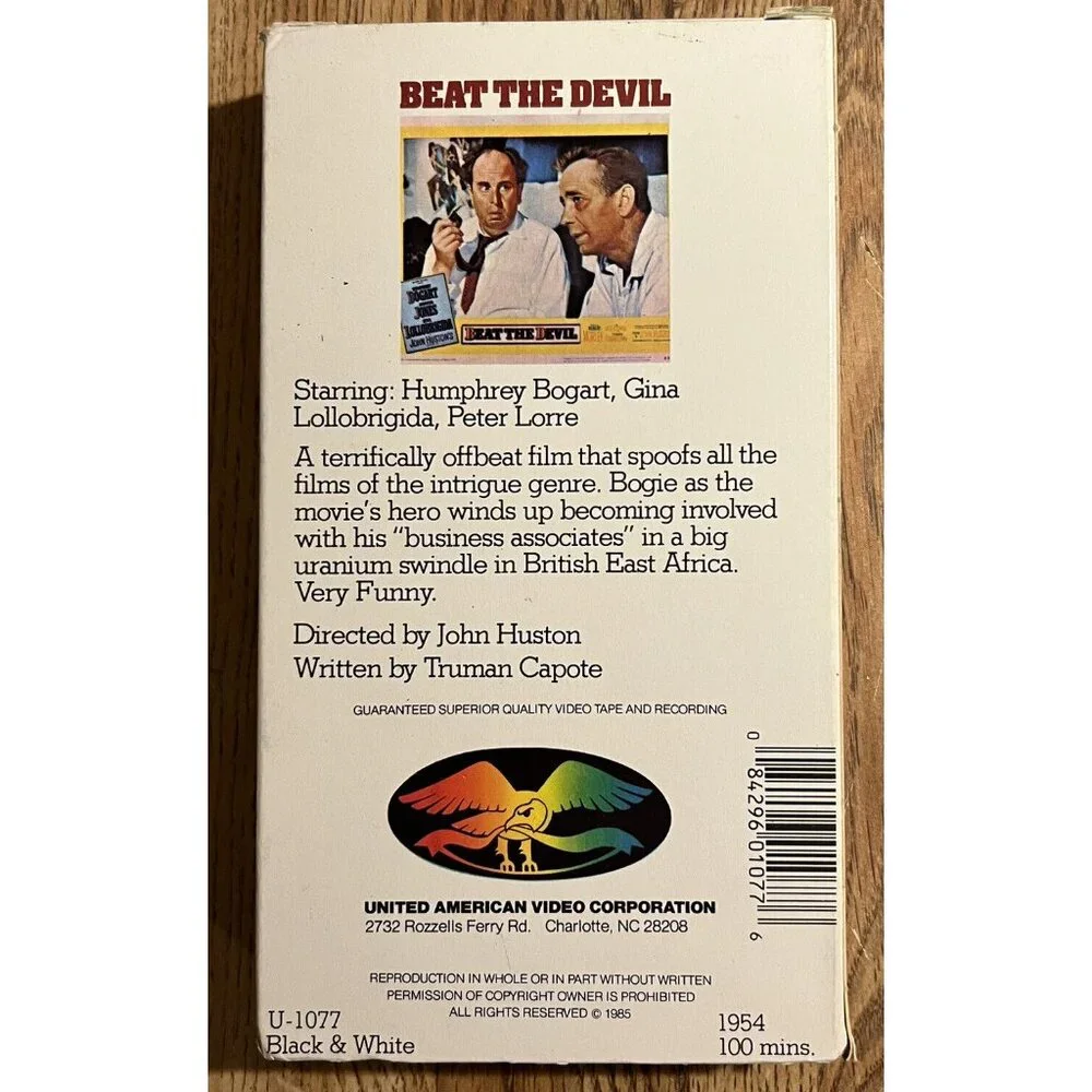 Beat the Devil (VHS 1985) Humphrey Bogart, Gina Lollobrigida, Peter Lorre